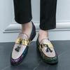 Fashion Color Blocking Daily Youth Men Loafers Round Toe Flat Heel Anti Slip British Tassel Formal Shoes
