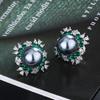 Изумрудные ювелирные изделия Court Vintage Color Treasures Pearl Platinum Grey Бусины Серебряные игольчатые серьги ожерелье