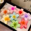 Colorful Frangipani Gradient Claw Clip for Women - Candy-Hued Flower Hair Accessory