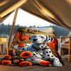 1pc Dalmatian Field Throw Blanket Polyester Fiber, Lightweight Flannel, Soft & Warm, All Season Use for Outdoor, Camping Digital Print