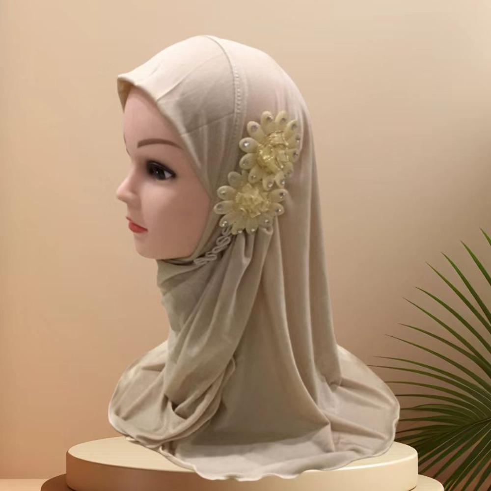 Эластичные детские хиджабы 50 см Исламские шарфы шали Девочки Мусульманский хиджаб Молитвенная шапочка Для девочек от 2 до 7 лет