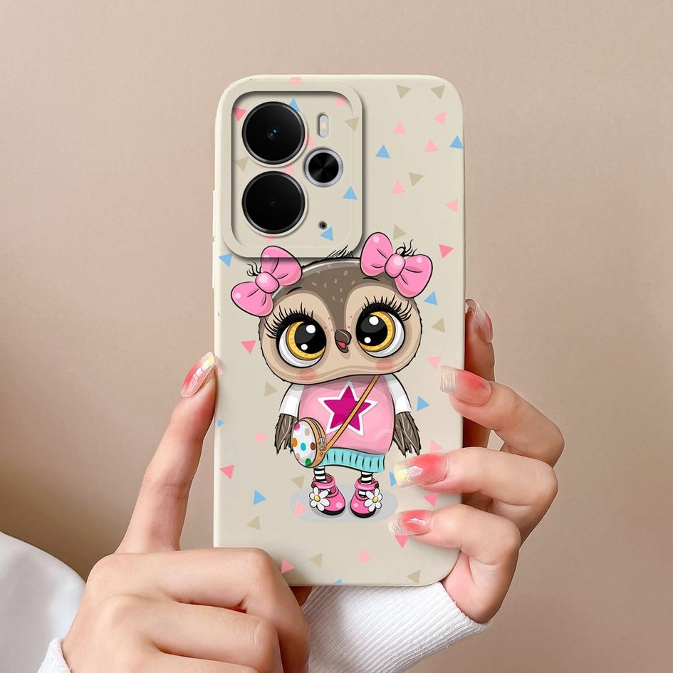 Cover Cases For Oppo Realme C75x 14X 14 14T Narzo 10 30 60 P3 A5 Pro Cute Cartoon Kitten Owl Patterns Liquid Silicone Dustproof Housing For Oppo Shell