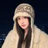 Женская шапка в этническом стиле, плюс бархатная вязаная шерстяная шапка, модная универсальная шапка-ушанка в корейском стиле, для защиты ушей и тепла