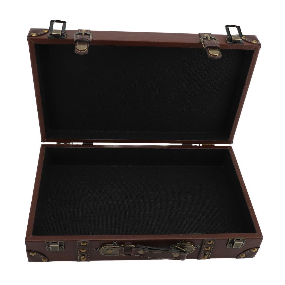 Wood Vintage Suitcase Leather Wooden Storage Box Decorative Luggage Trunk For Photography