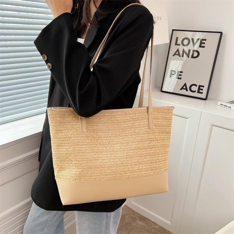 Casual Straw Bag 2025 New Trendy Large-capacity Shoulder Portable Trendy Women's Large Bag Shopping Bag Tote Bag Women