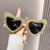 Original Peach Heart Diamond Sunglasses Female Cute Cat Eye Heart Dance Sunglasses