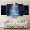 5 Piece Wall Art Canvas Forest Winter Snow Landscape Poster Painting Home Decor Dark Blue Tree Picture Print Living Room Artwork