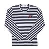 Comme Des Garcons Play Двойное Сердце Нашивка Полосатая Лонгслив Футболка Ax T228 051