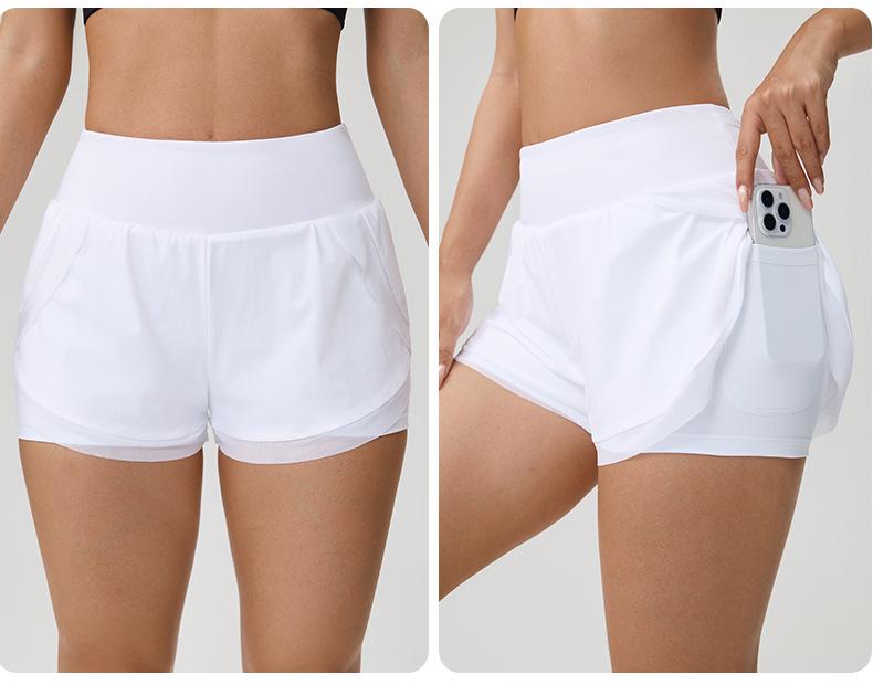 Women's Quick-Dry Yoga Shorts with Side Pocket - Lightweight, Breathable, Anti-Exposure Design for Running & Fitness