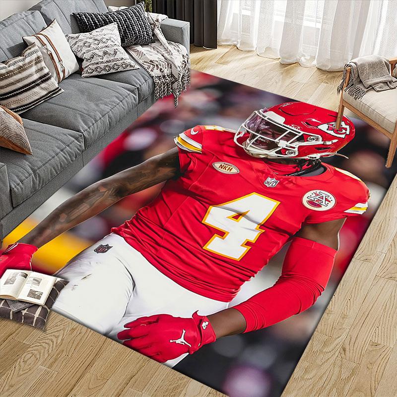 Rashee Rice Flannel Printed Carpet, Home Sofa Decoration for Living Room & Bedroom, Non‑Slip Play Flannel Floor Mat for Game Room