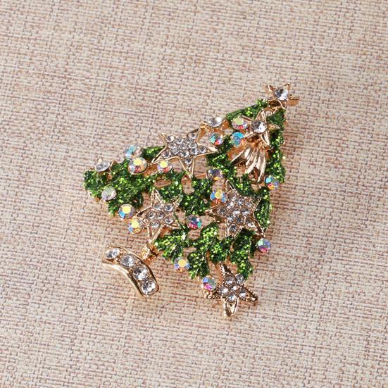 Рождественская брошь со стразами, портативные антикоррозийные ювелирные изделия, устойчивые к коррозии, высококачественная блестящая форма рождественской елки