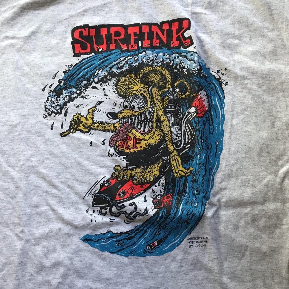 Новая футболка 1995 года Ed Roth rat fink surfink S-4XL Подарок Фанатам Спортивная Серая Унисекс Футболка
