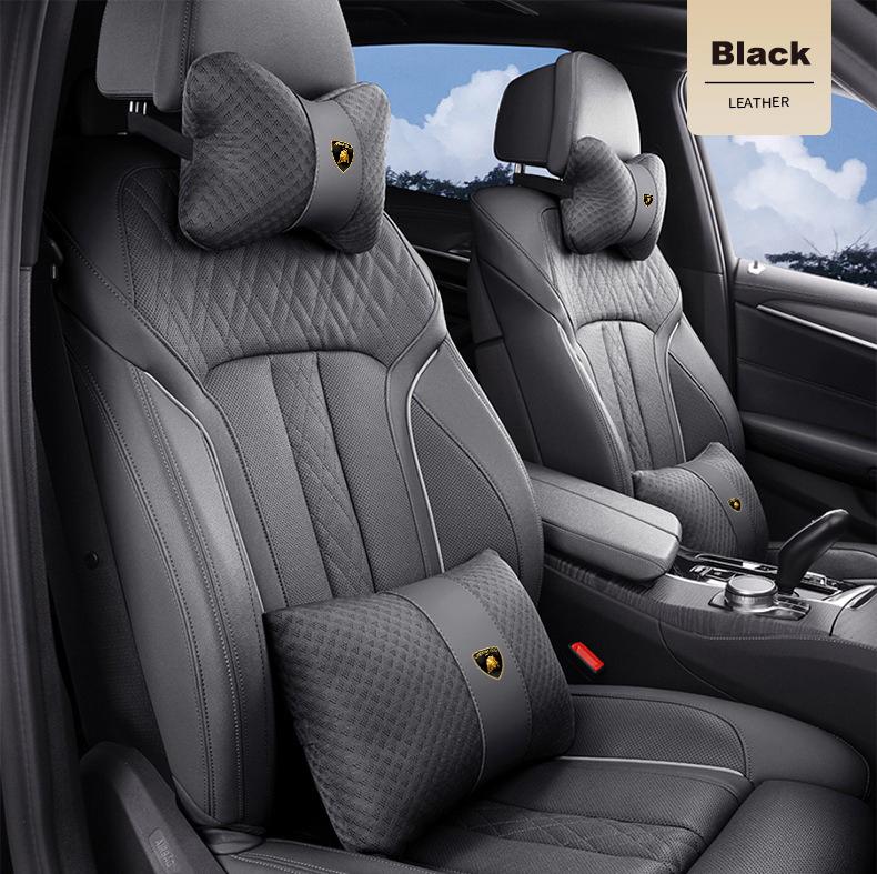 1pcs Car Leather Headrest Seat Lumbar Pillow Auto Accessories For Lamborghini LP570 LP610 Urus LP700 LP770 Gallardo Aventador byu2