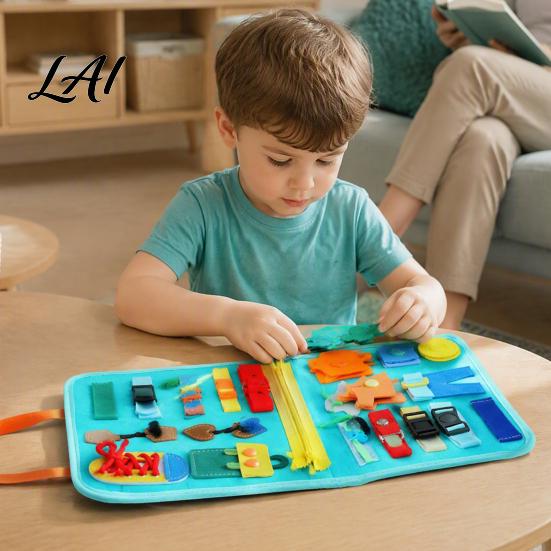 Practical Life Skills Training Toys Felt Learning Board for Toddlers Multi-module Montessori Toys Busy Preschoolers Portable Fine Motor Development