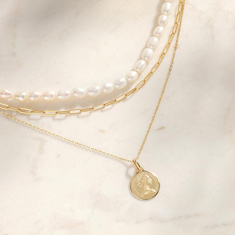 Mcel 14K Divine Triple Chain Layered Necklace