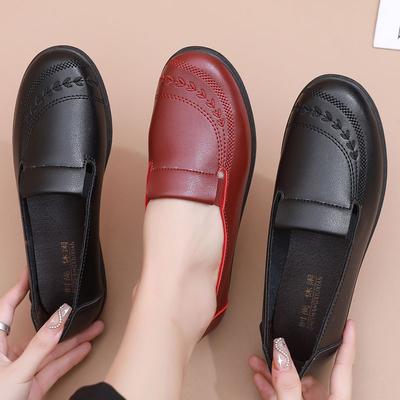 Весенне-осенняя обувь новая нескользящая мягкая подошва женская обувь среднего возраста на плоской подошве удобная кожаная обувь среднего возраста пожилая одиночная обувь