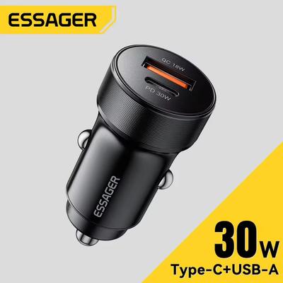 Essager Мини автомобильное зарядное устройство 30 Вт PD3.0 QC3.0 Быстрая зарядка Type C Автомобильное зарядное устройство PD 22,5 В Быстрая зарядка для Huawei Xiaomi Oneplus iPhone