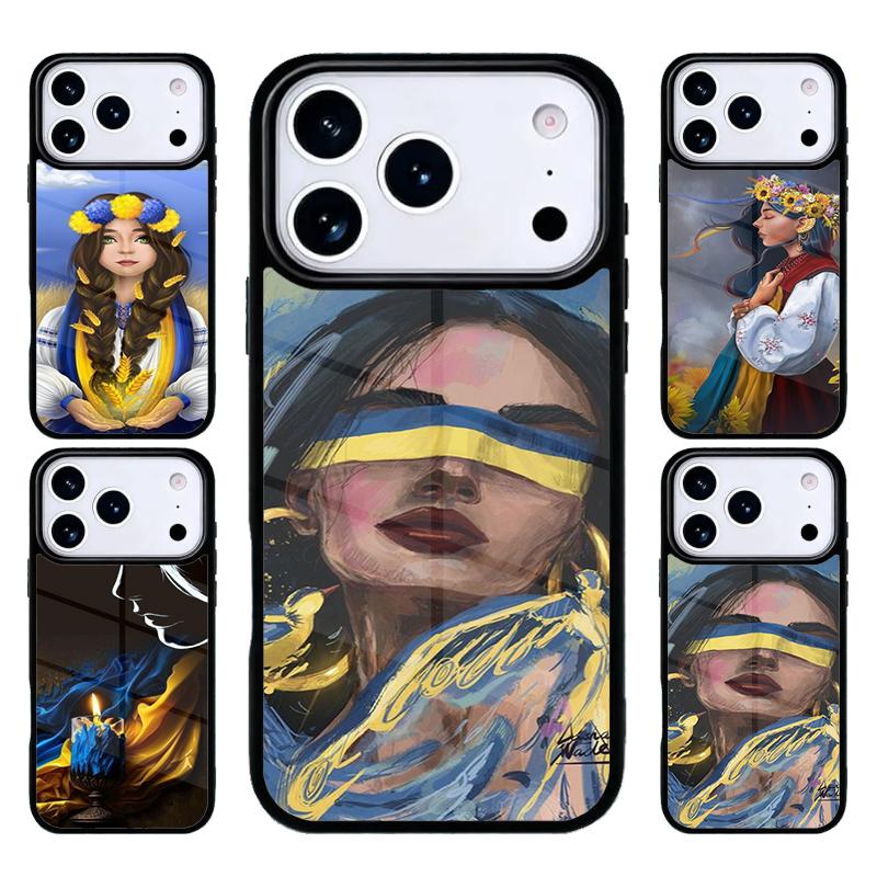 Чехол для телефона с рисунком девушки и флагом Украины Для iPhone 17 Air 16 15 14 13 12 11 Pro Max Plus