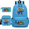 Mario Cartoon Backpack for Students, Kids School Bag Set of 3 with Shoulder Bag and Pencil Case