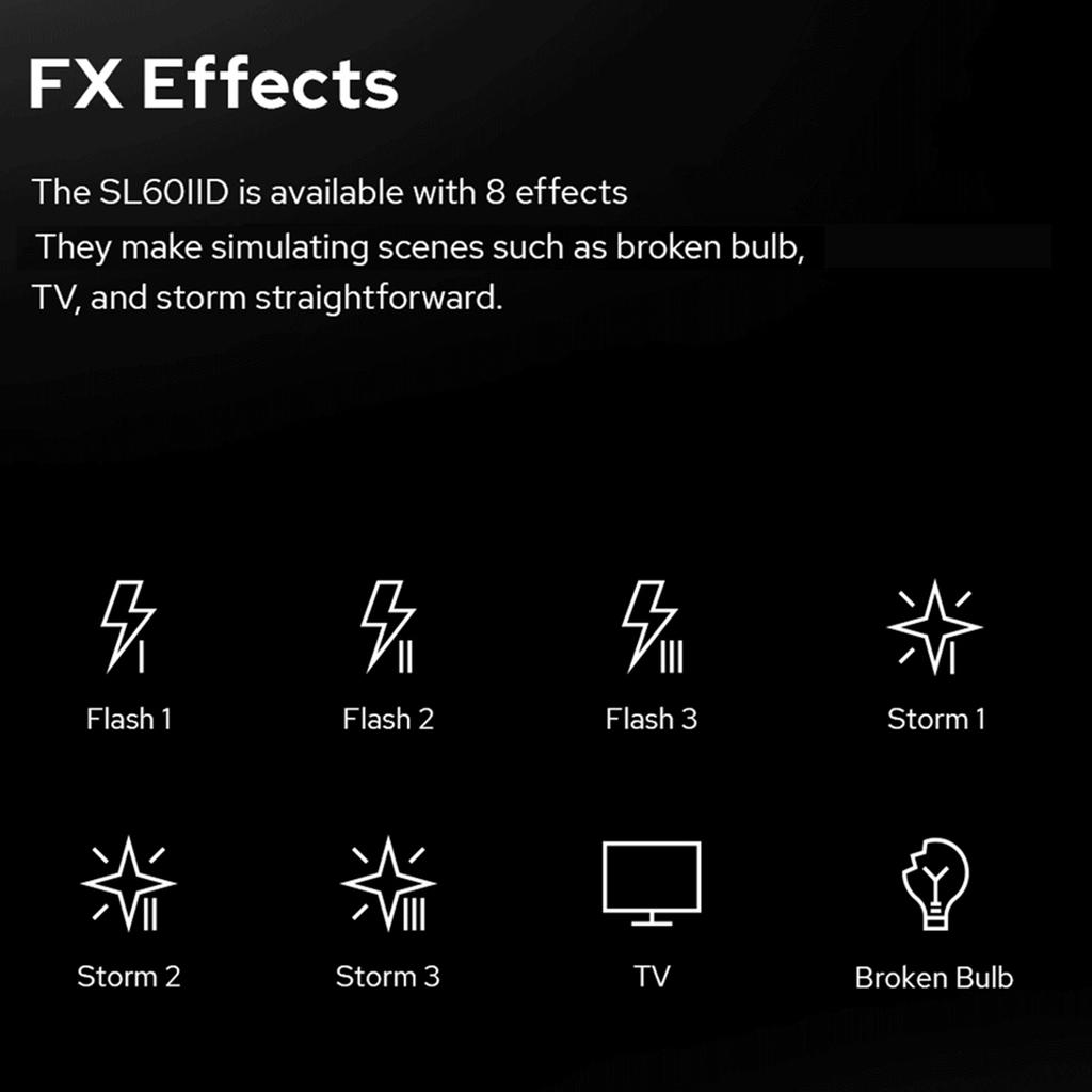 Godox SL60IID Портативный студийный светодиодный светильник для видеосъемки, 70 Вт, заполняющий свет для фотосъемки, 5600K+/-200K, встроенный 8 FX
