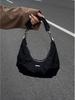 Retro Black Oxford Crescent Shoulder Bag - Niche Cloud Design, Casual Fashion Handbag