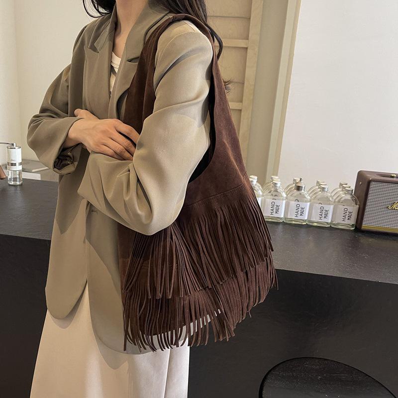 2024 Retro Tassel Large-Capacity Mother-and-Child Ladies Shoulder Crossbody Bag