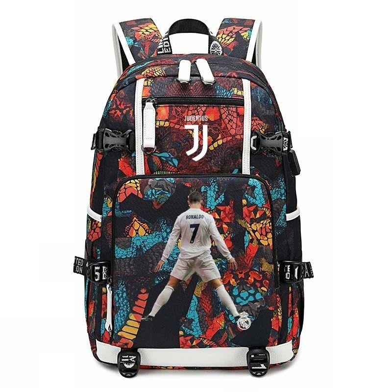 Football Star Printing Large-Capacity Load-Reducing Backpack Multi-Functional Portable Casual Backpack
