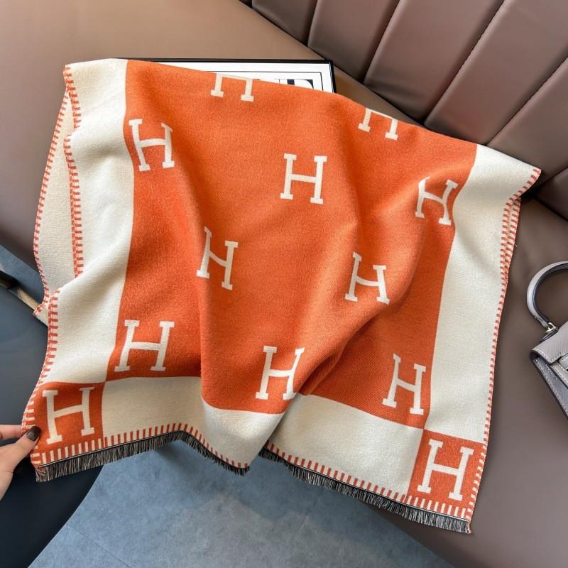 Classic Fashion Letter Thousand Birds Grid Imitation Cashmere Scarf Women's Winter Thickened Double Sided Air Conditioning Shawl Scarf Women's