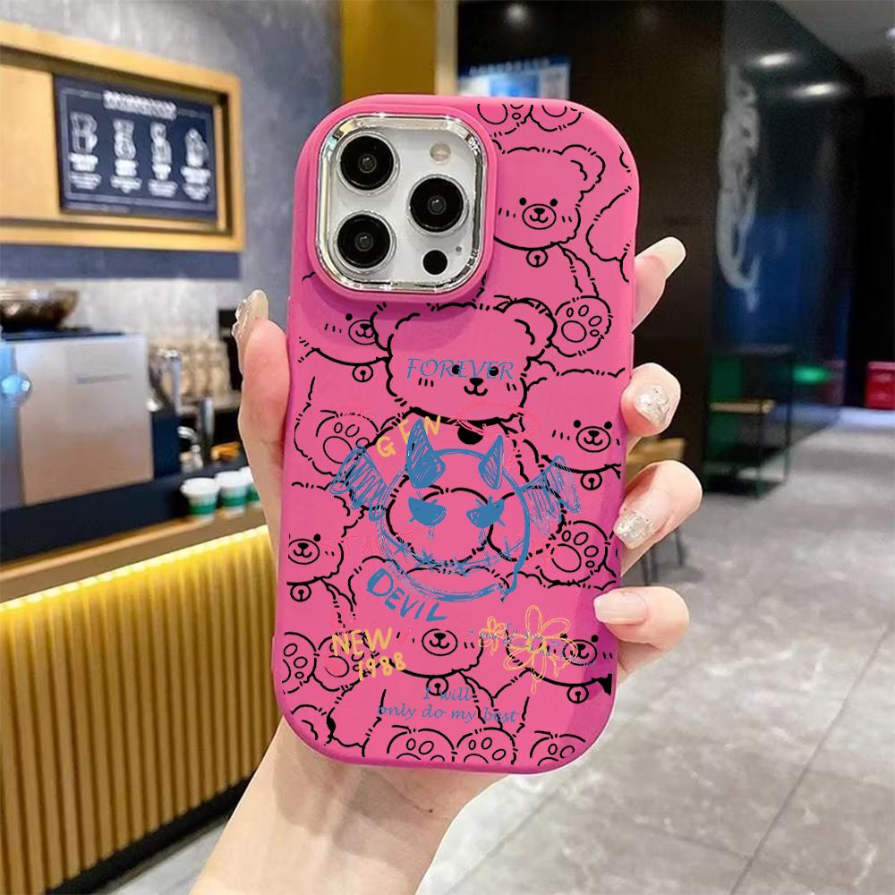 Phone Case: 2D flat design suitable for iPhone 18 17 16 15 14 13 Pro protective case, couple style, demon graffiti, Christmas and Halloween gifts