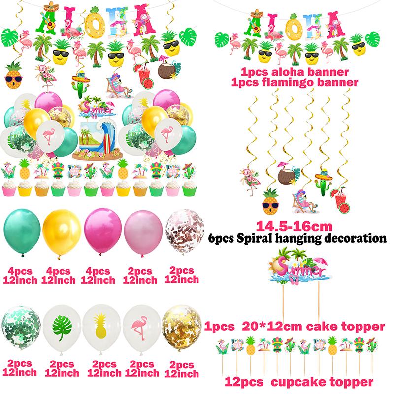 Фламинго гавайская вечеринка украшения Луау одноразовая посуда летние тропические принадлежности для дня рождения свадебное украшение вечеринки