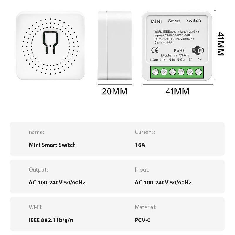 Мини Умный WiFi Скрытый Переключатель Включения/Выключения с Голосовым Управлением и Управлением через Приложение