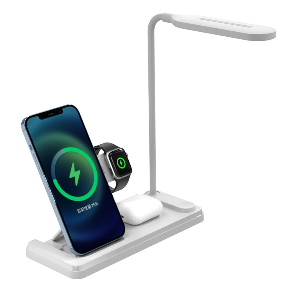 HT-503 Folding 15W Wireless Charger for Phone/Watch/Earbuds with Touch Control LED Table Lamp