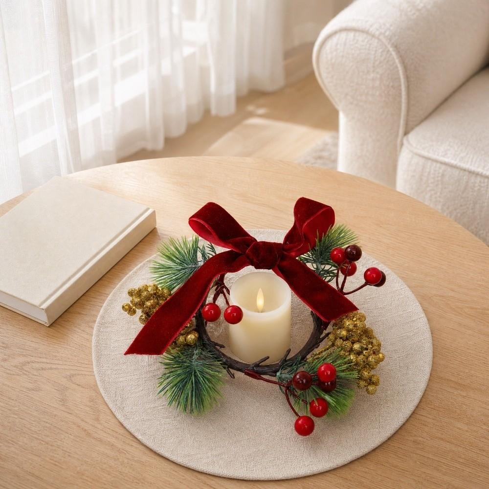 Multifunctional Christmas Candle Ring Pinecone Candle Wreath Christmas Table Decor