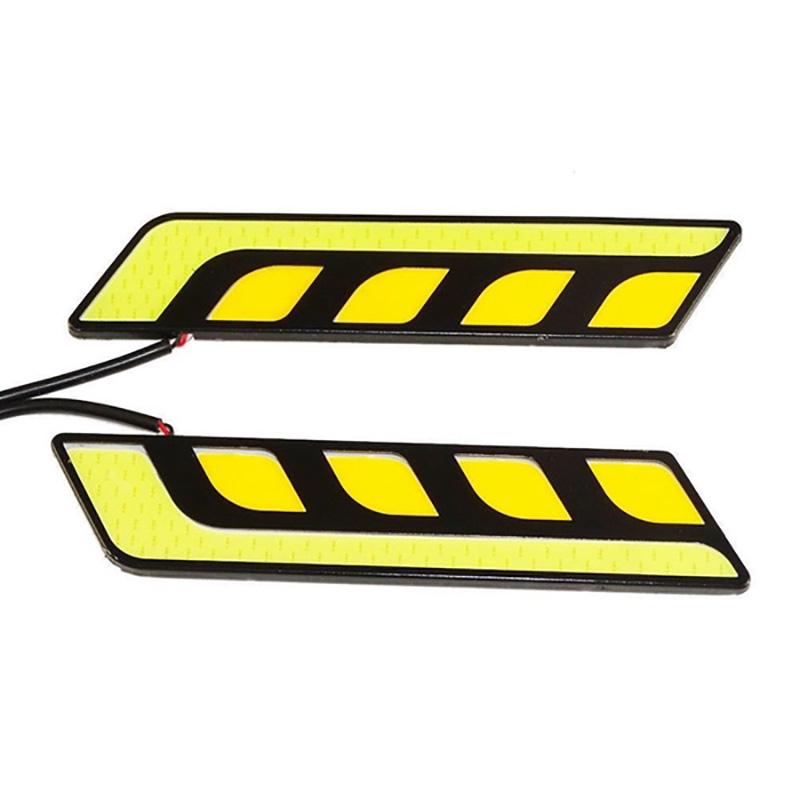 1Pc Led Cob Fog Lamp Car Daytime Running Drl Waterproof With Turn Signal Light