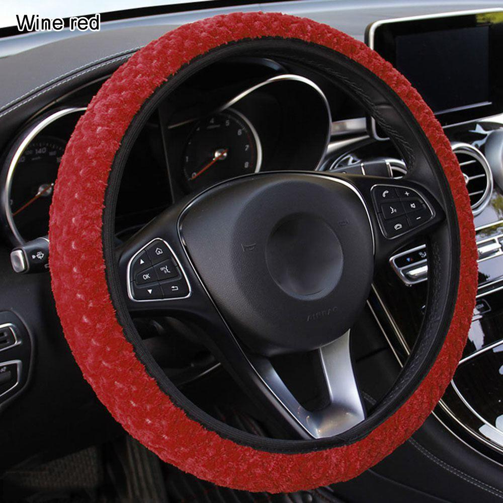 Auto Decoration Anti-Slip Protection Warm Plush Pearl Velvet Soft Car Steering Wheel Cover