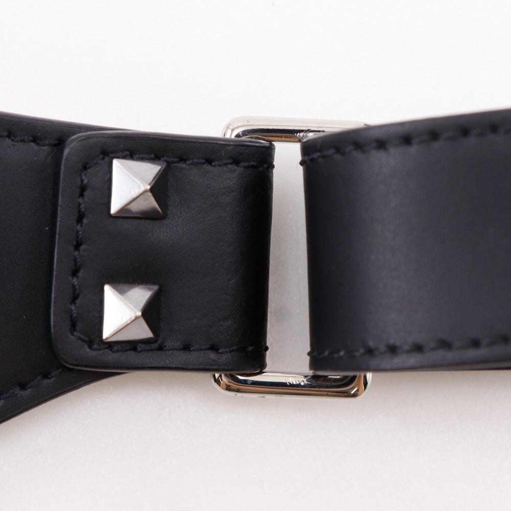 Valentino Garavani VLTN Logo Body Bag B0719WJW Studs Black Leather Mens Used