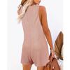 Женский свободный комбинезон с V-образным вырезом, короткий свободный комбинезон без рукавов, широкий комбинезон, однотонный повседневный