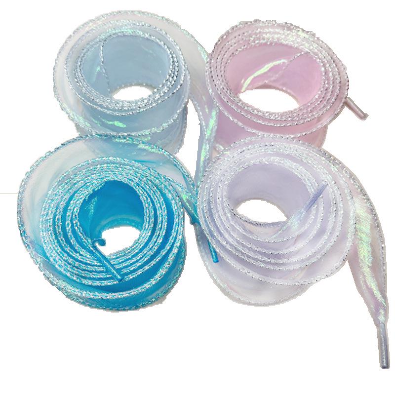Переливающаяся 4 см лента из перламутрового волнистого кружева «рыбий хвост» для шнурков и бантов