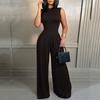 Женский комбинезон с принтом, модный комбинезон без рукавов с высокой талией и широкими штанинами, повседневные женские брюки