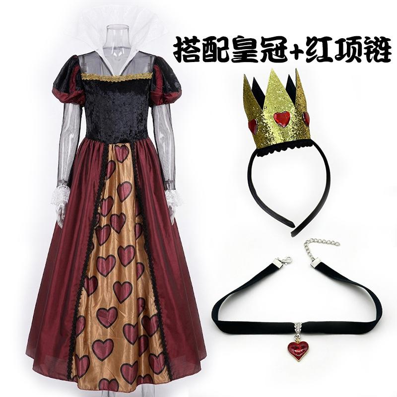 Cosplay retro court style black and red love dress halloween queen of hearts cosplay performance dress party dress dress