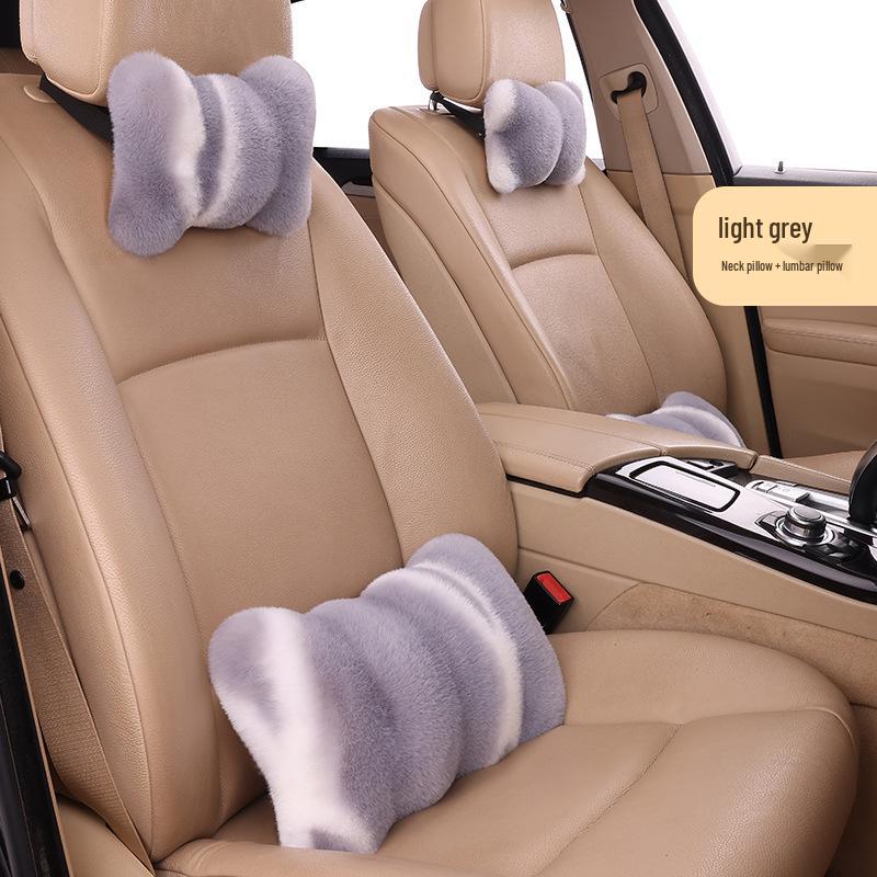 Новая подушка-подголовник для автомобиля из кроличьего меха - Модная, уютная зимняя поддержка шеи и спины для женщин (Пара)