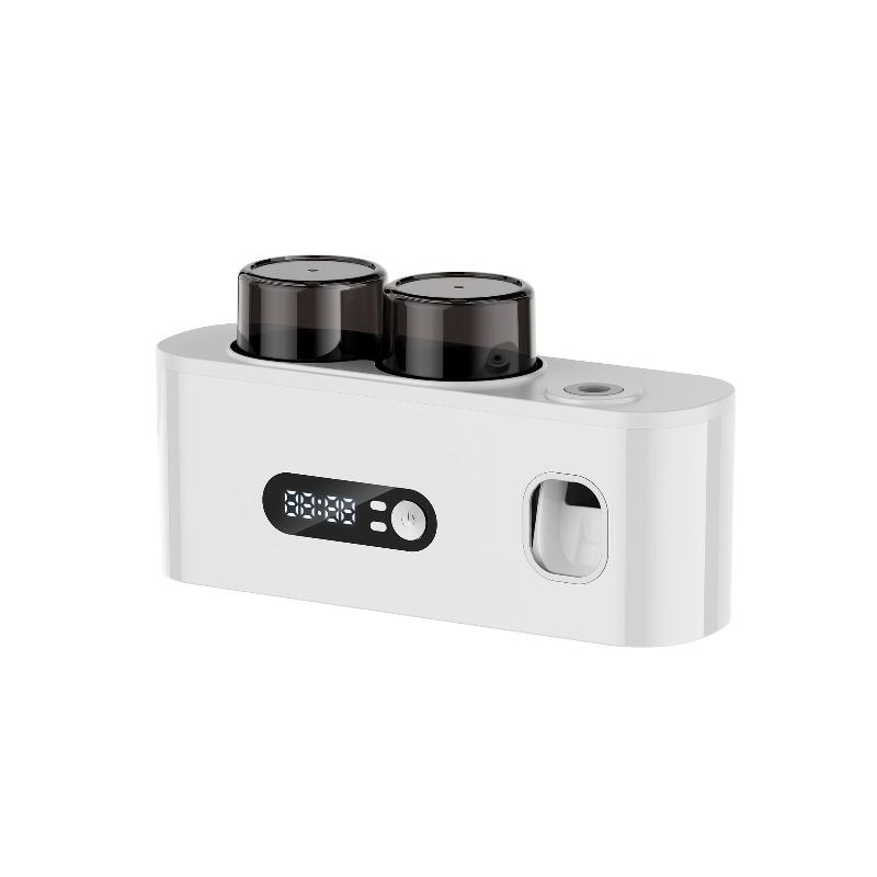 1A smart toothbrush sterilizer2Automatic toothpaste dispenser cup5Grooved storage brush rack USB Rechargeable lithium battery and clock display