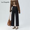 Womens High-Waisted Straight Leg Denim Jeans Mid-Rise Slim Fit Cropped 9/10 Length Cotton Blend Workwear Style