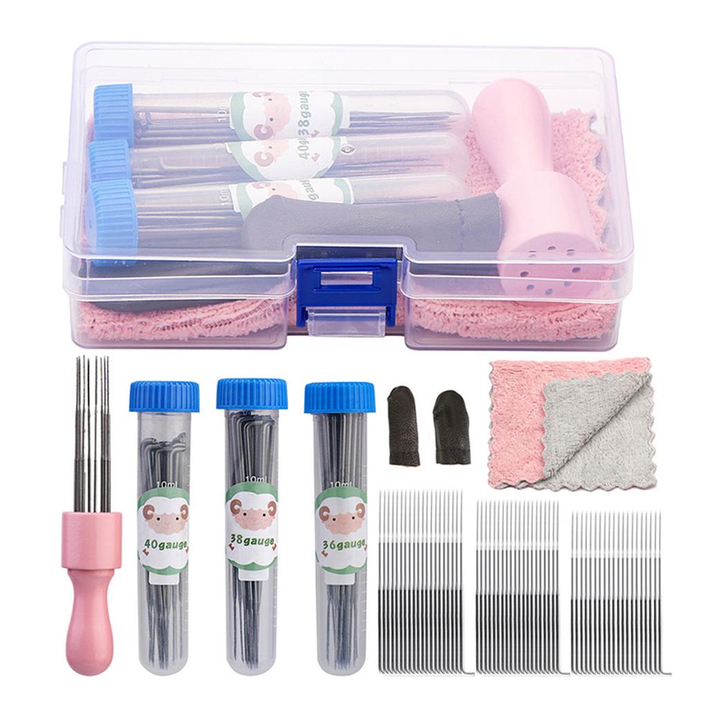 Needle Felting Supply for Beginner Professional Wool Felting Tool with Wool Felting Needle Wood Handle Finger Cots