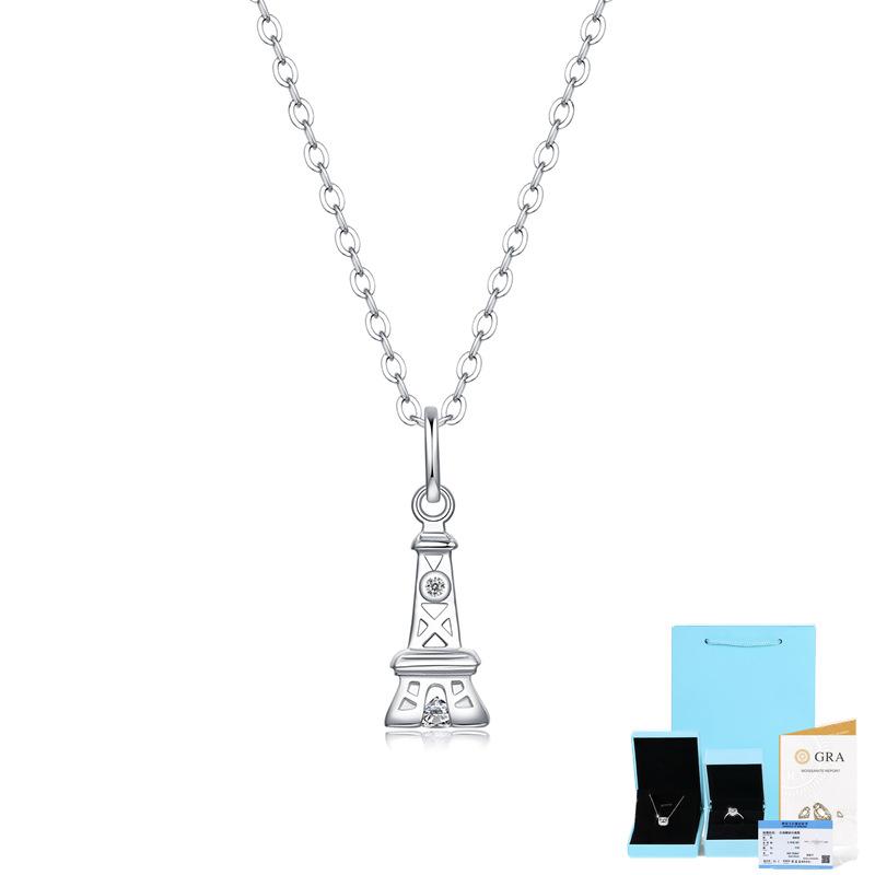 Bague Ringen Серебряное ожерелье S925 с подвеской из муассанита 0,3 карата в форме башни, ювелирные изделия на ключице