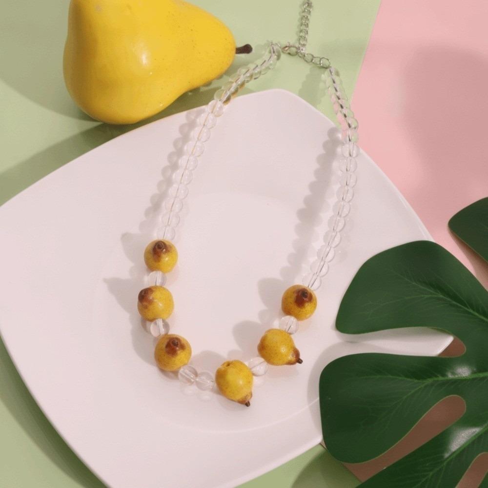 Vintage Colorful Choker Stackable Retro Necklace Simple Fruit Bead Necklace Gift