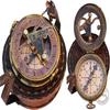 Brass Sundial Compass Beautiful Gift Item with Leather Case - Sun Clock - Steampunk Accessory – Nautical Gift – Wedding Gifts for Him – Sundial Watch