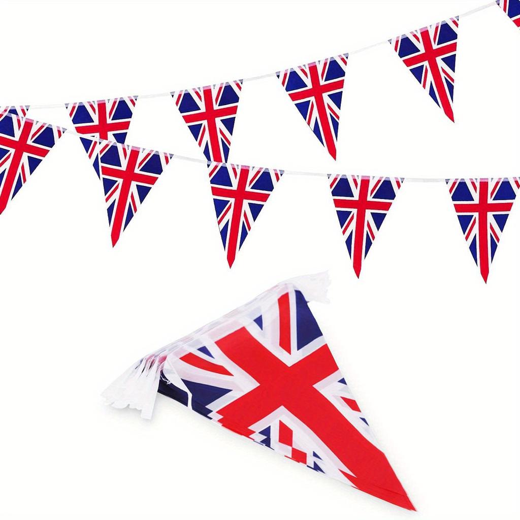 10m (32.8ft) 30 Flags UK British Flag String Flag Pennant Decoration Hanging Flag Pull Flag National Day Garden Decoration