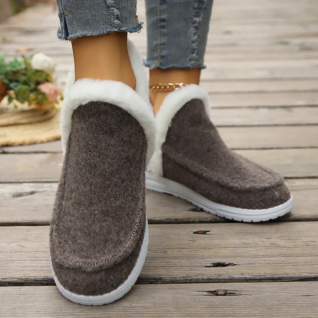 Fashion Women's Winter High-top Cotton Shoes Outdoor Non-slip Women Lightweight Ankle Snow Boots Round-toe Warm Short-tube Women's Shoes