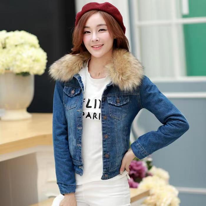 Hooded Denim Coats Pockets Single Breasted Jacket Autumn Winter Outerwear Thick Warm Comfortable Women Casual Overcoat